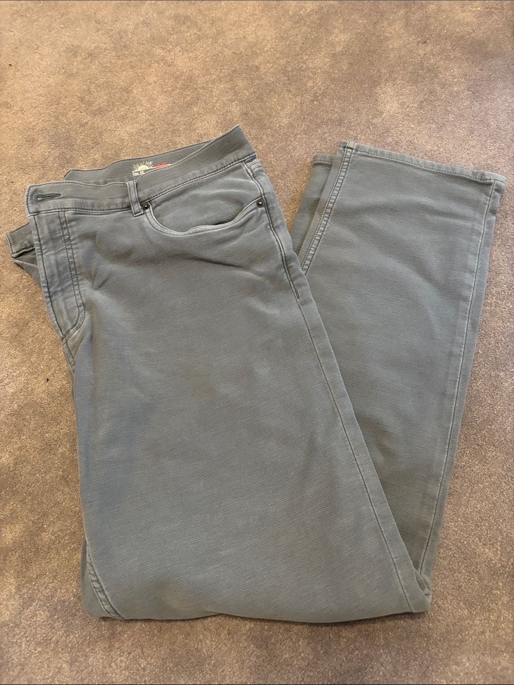 Faherty Straight Jeans in Muted Slate Blue-Green